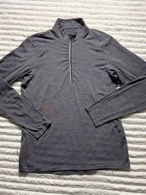 Lululemon Gray 1/4 Zip Mock Neck Long Sleeve Men's Activewear Pullover M